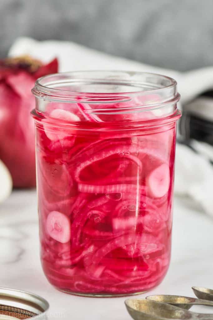 jar full of easy quick pickled red onions