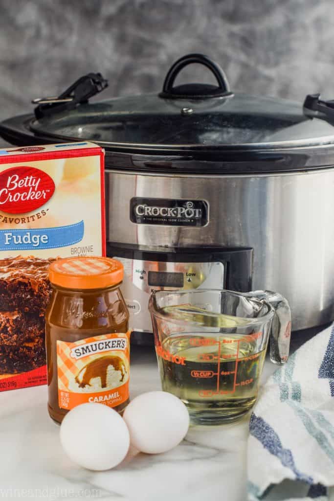 ingredients for how to make brownies in the crock pot