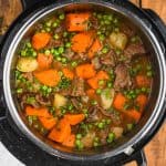overhead view of beef stew in the instant pot - 7