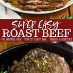 collage of easy roast beef recipe photos