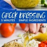 collage of greek dressing pictures