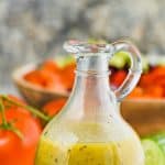 greek salad dressing in a salad dressing container