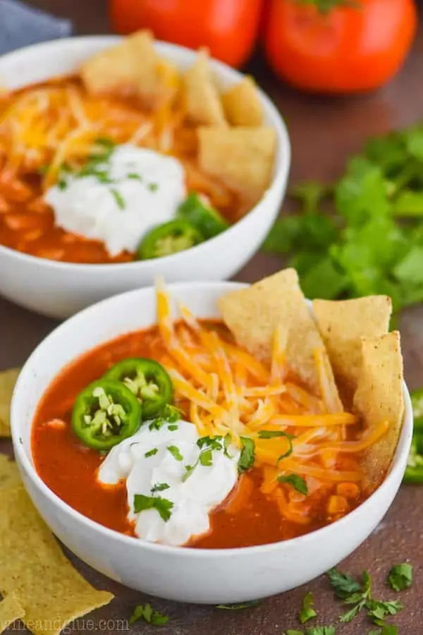 Bowls of Chicken Tortilla Soup