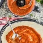 collage of photos of homemade pizza sauce