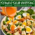 collage of spinach salad dressing pictures
