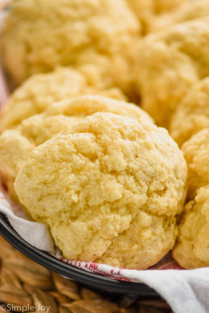 a drop biscuit in a basket with other drop biscuits