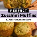 collage of photos of zucchini muffins