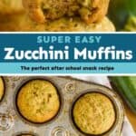 collage of photos of zucchini muffins
