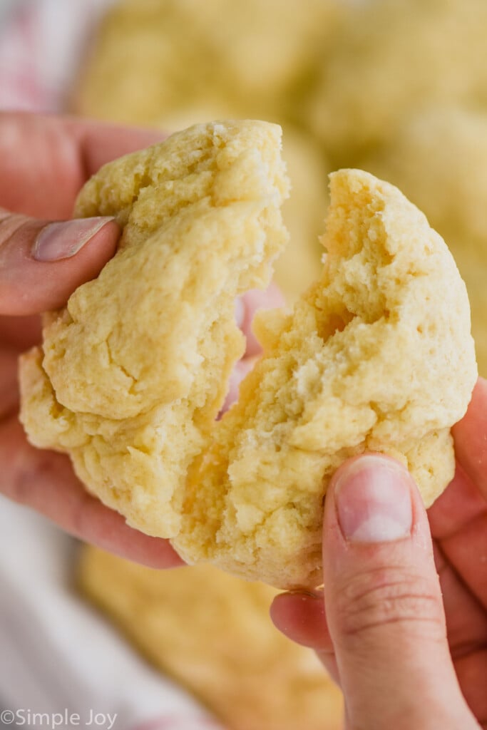 easy homemade biscuit being broken in half