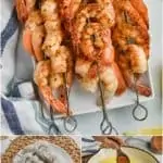 collage of how to make cajun shrimp skewers on the grill