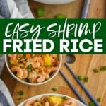 collage of photos of easy shrimp fried rice