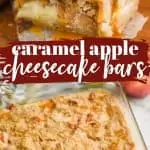 collage of photos of apple cheesecake bars