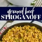collage of photos of ground beef stroganoff