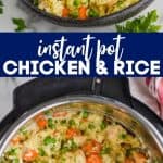 collage of photos of instant pot chicken and rice