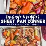 collage of photos of 30 minute sheet pan dinner