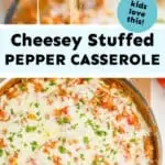 collage of photos of stuffed pepper casserole