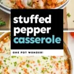 collage of photos of stuffed pepper casserole