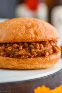 extreme close up of crock pot sloppy joe