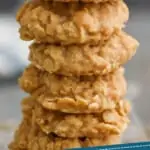 Pinterest graphic of Peanut Butter No Bake Cookies stacked