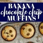 collage of photos of chocolate chip banana muffins