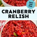 collage of photos of cranberry orange relish recipe