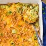 collage of photos of chicken and broccoli rice casserole