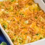 Pinterest graphic of chicken broccoli rice casserole