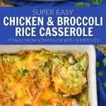 collage of photos of chicken broccoli rice cheese casserole
