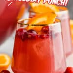 wine glass full of kid friendly holiday punch recipe