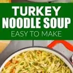 collage of photos of turkey noodle soup recipe