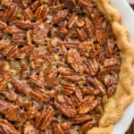 overhead view of a pecan pie