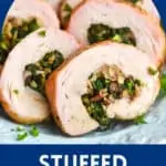 Pinterest graphic for stuffed pork tenderloin recipe