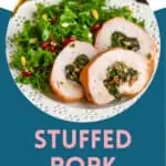 Pinterest graphic for stuffed pork tenderloin recipe