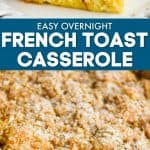 collage of photos of French toast casserole recipe
