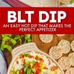 collage of photos of blt dip recipe