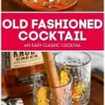 collage of photos of old fashioned cocktail