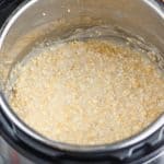 steel cut oats after being cooked in the bottom of an instant pot