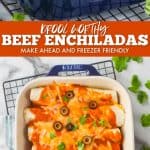 collage of photos of beef enchilada recipe