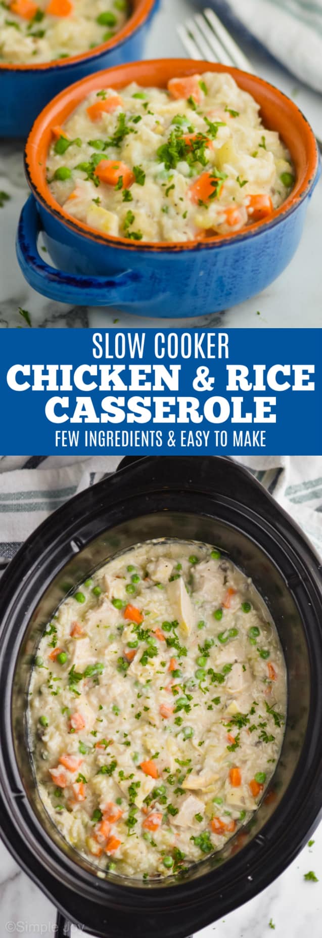 collage of photos of best chicken and rice casserole