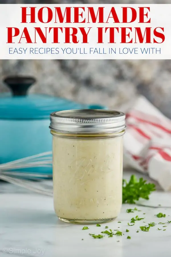 a jar of condensed cream of chicken soup with a pot and a whisk in the background