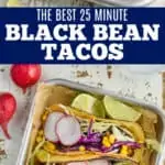 collage of photos of black bean tacos