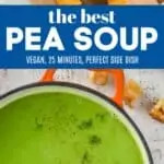 collage of photos of pea soup