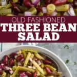 collage of photos of three bean salad recipe