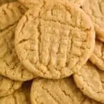 close up of a pile of peanut butter cookies