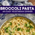 collage of photos of broccoli pasta