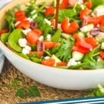 pinterest graphic of balsamic vinaigrette being poured over salad, says "balsamic dressing simplejoy.com"