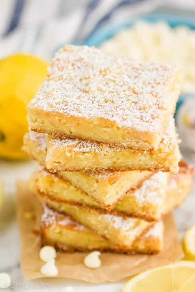 stack of five lemon magic bars