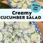 collage of creamy cucumber salad