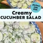 collage of creamy cucumber salad