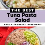 collage of photos of tuna pasta salad